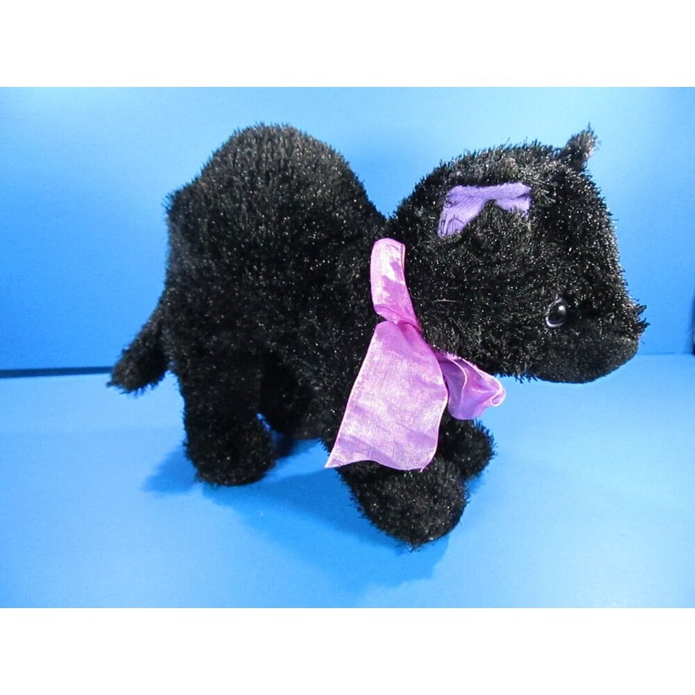 Unbranded Black Cat Plush Halloween Purple Bow 10" Stuffed Animal - Picture 2 of 7